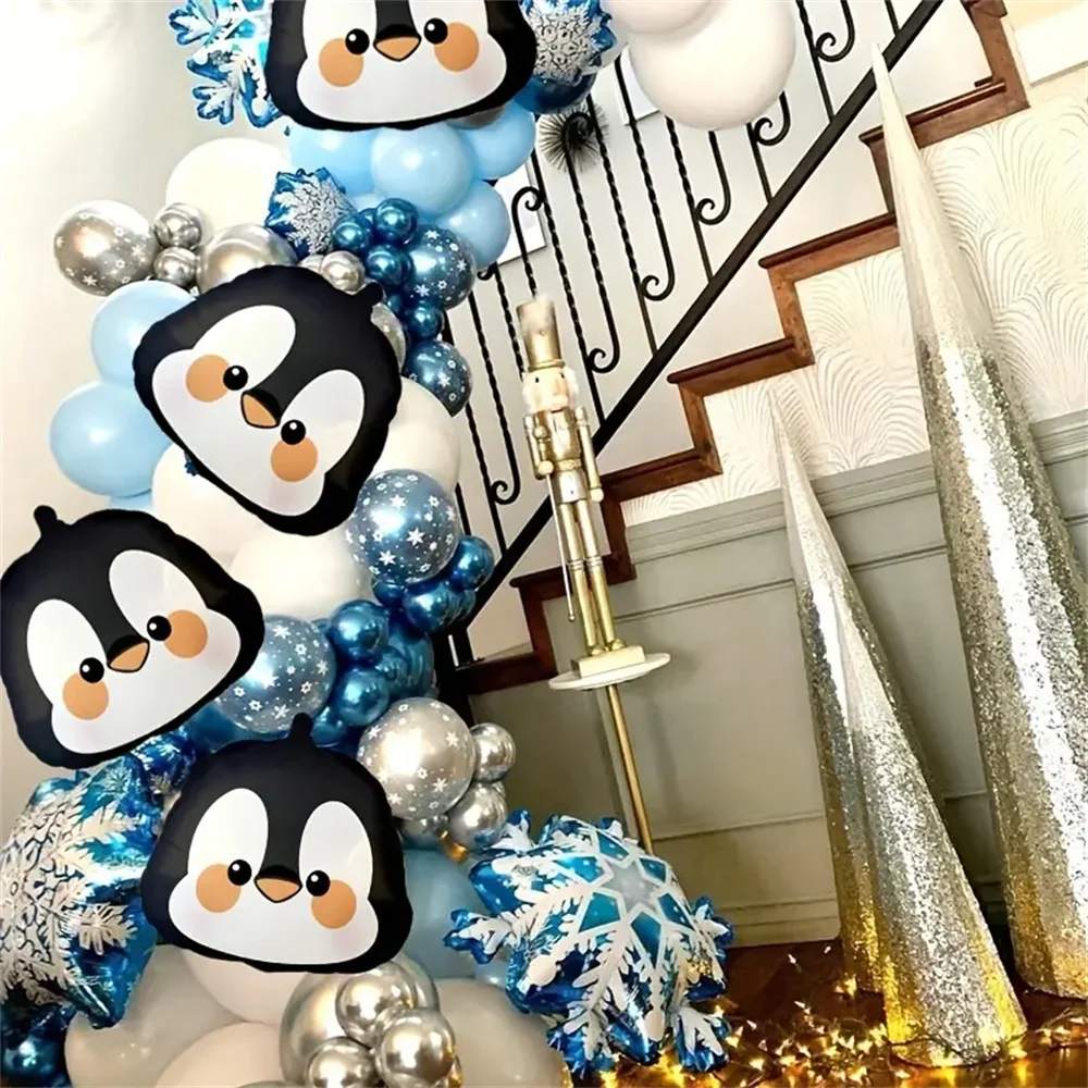 5pcs Penguin Aluminum Film Balloon Set, suitable for decorating winter parties, birthdays, various scene decorations, etc