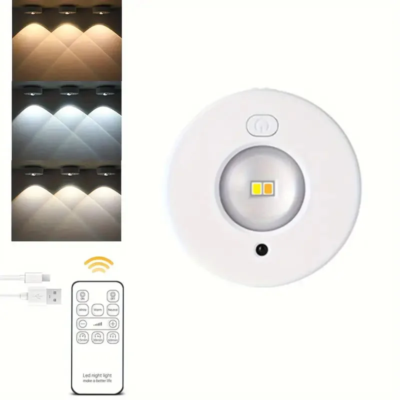 Rechargeable Led Cabinet Light Magnetic Suction Wiring-Free Closet Liquor Cabinet Cat Eye Lights Remote Control RGB Puck Lamp