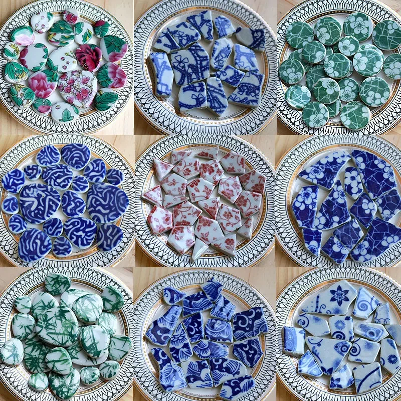 100g Owalne ceramiczne płytki mozaikowe Wielokolorowy kawałek mozaiki DIY Mozaika do robienia kamieni do rzemiosła Hobby Arts Dekoracja ścienna domu arte — zdjęcie 2