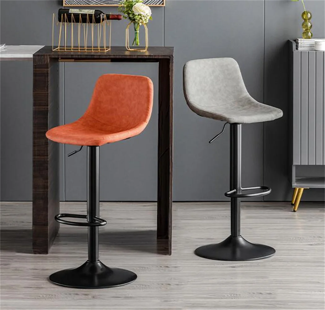 Silla giratoria de Bar alta ajustable, TABURETE asiento nórdico moderno, elevador de escritorio frontal con taburete alto, respaldo de moda, silla