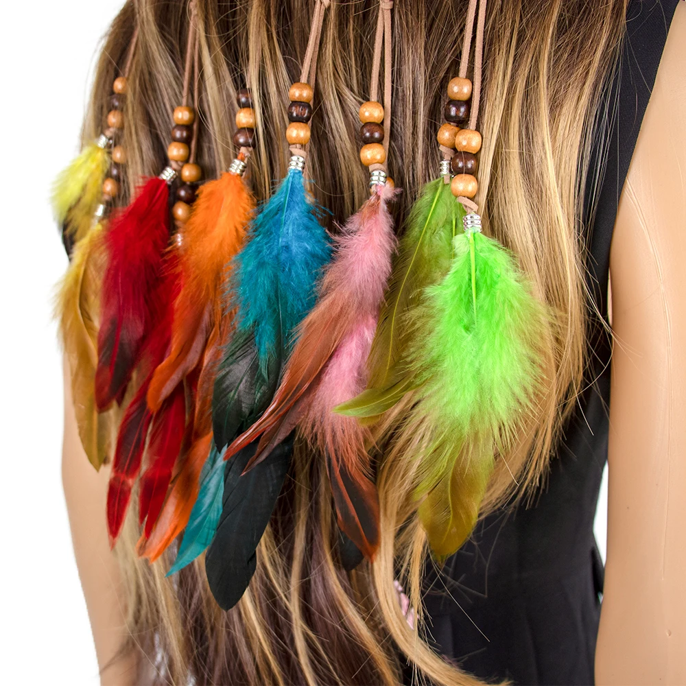 Colorful Feathers Hairpin Hair Accessories  Women's Feather Comb Hair Clip Feathers Headwear Hair Claw  Rope Novelty Hairclips