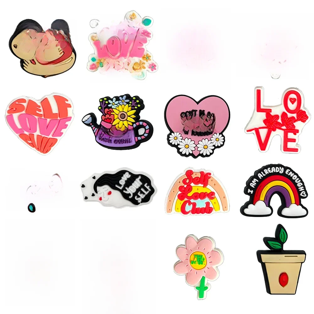 Breloques de chaussures Love Yourself, épingle pour Crocs, accessoires, sabots, sandales, décoration, accessoires de chaussures, cadeaux pour amis