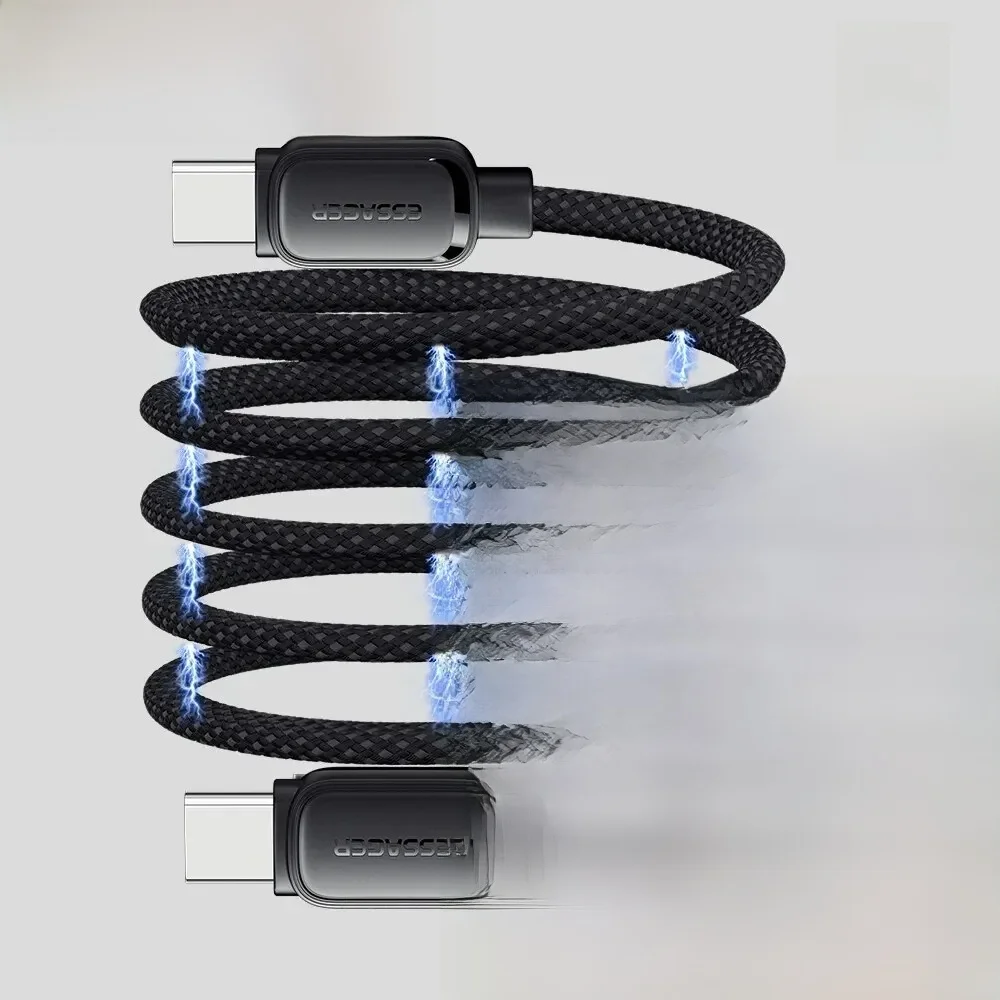 Essager-Câble magnétique anti-enroulement de type C à C, charge rapide, fil d'aspiration, Samsung, Huawei, Xiaomi, Lenovo, PD, 100W, 60W