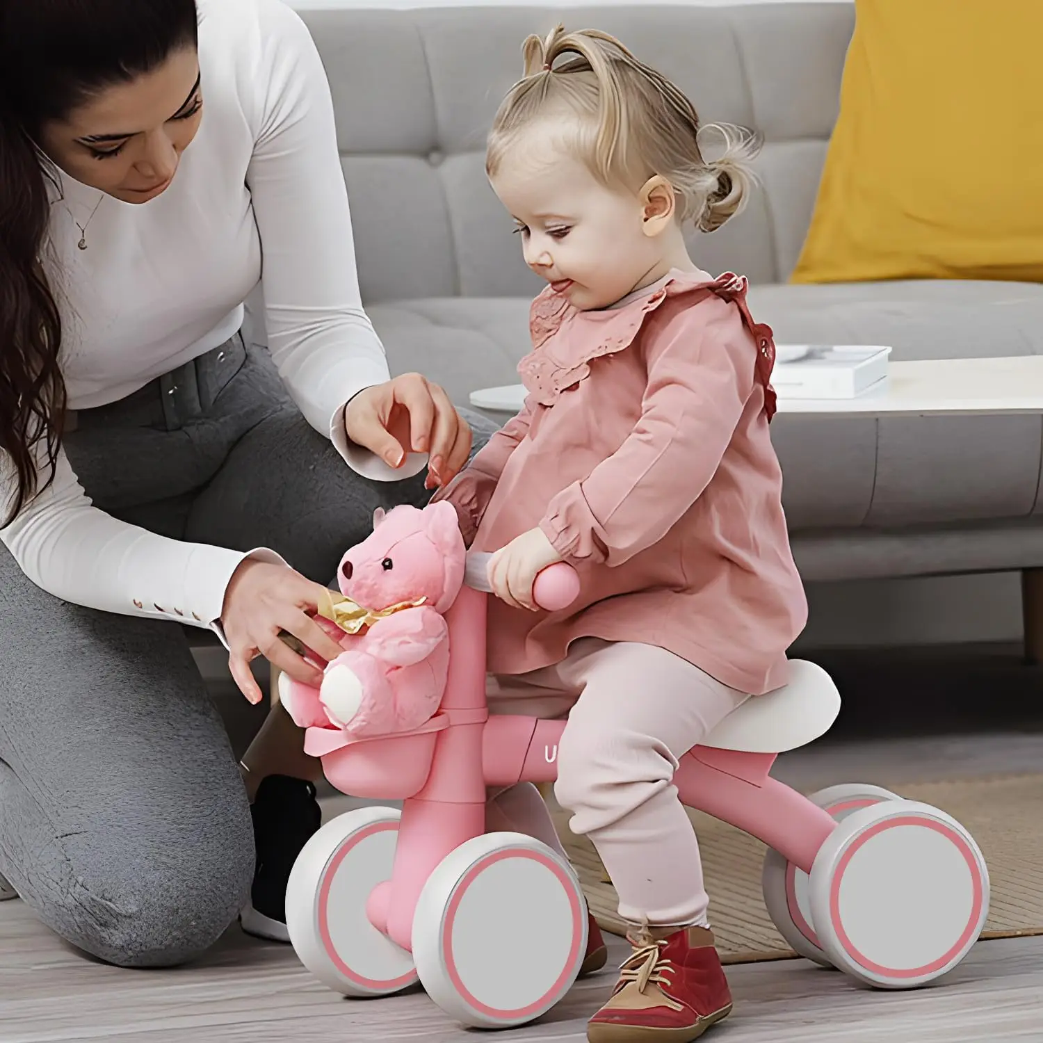 Umatoll Baby Balance Bike for 1 Year Old Boys Girls, 12-24 Months Toddler Balance Bike 4 Wheels Infant Bike, First Birthday Gift