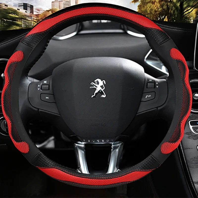 Housse de volant de voiture en cuir microfibre, accessoires automobiles pour Peugeot 208 2012 ~ 2018 Peugeot 308 2014 ~ 2021 2008 2013 ~ 2018