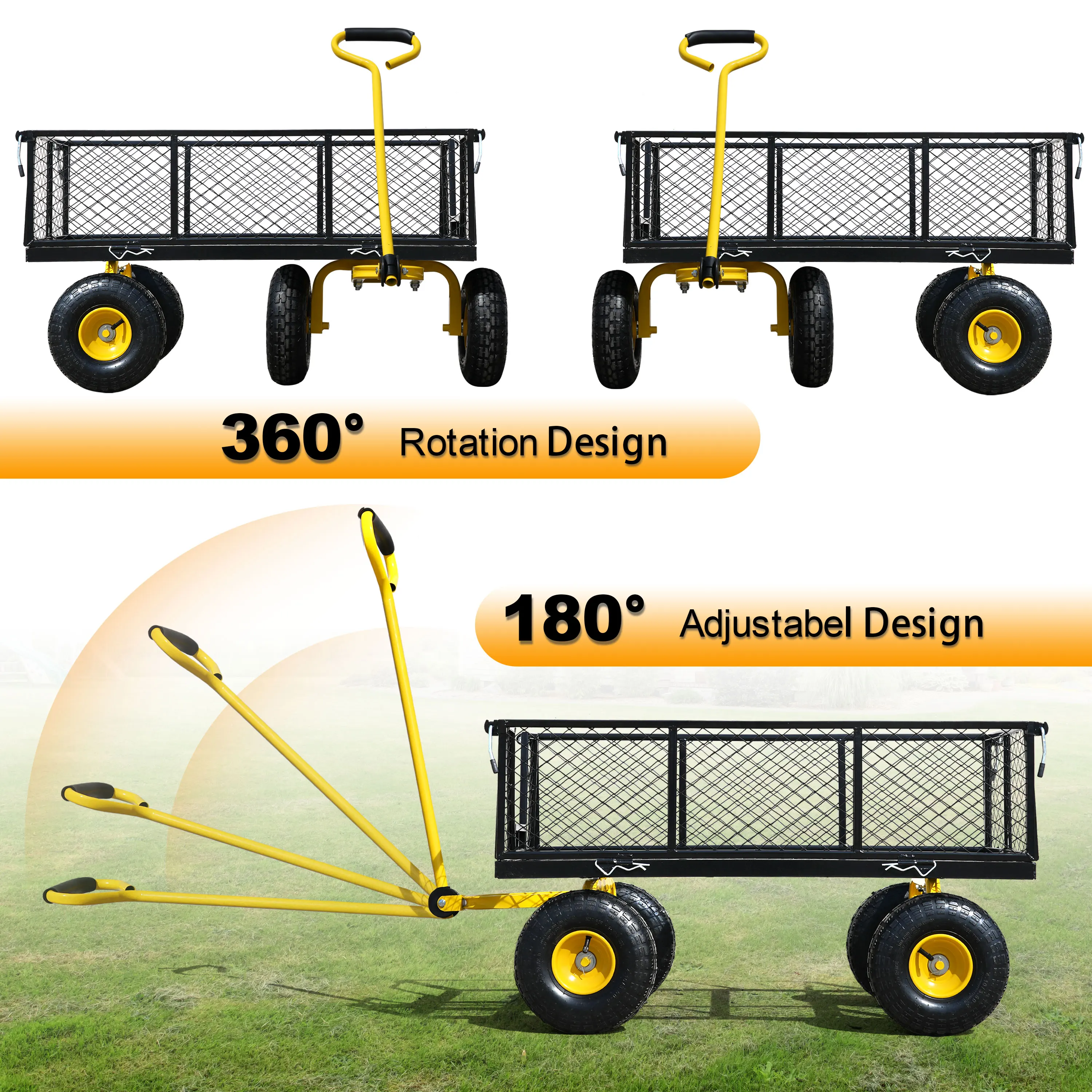 Chariot de jardin, chariot polyvalent avec côtés détachables, parfait pour le jardin, la ferme, la cour, livraison gratuite à domicile