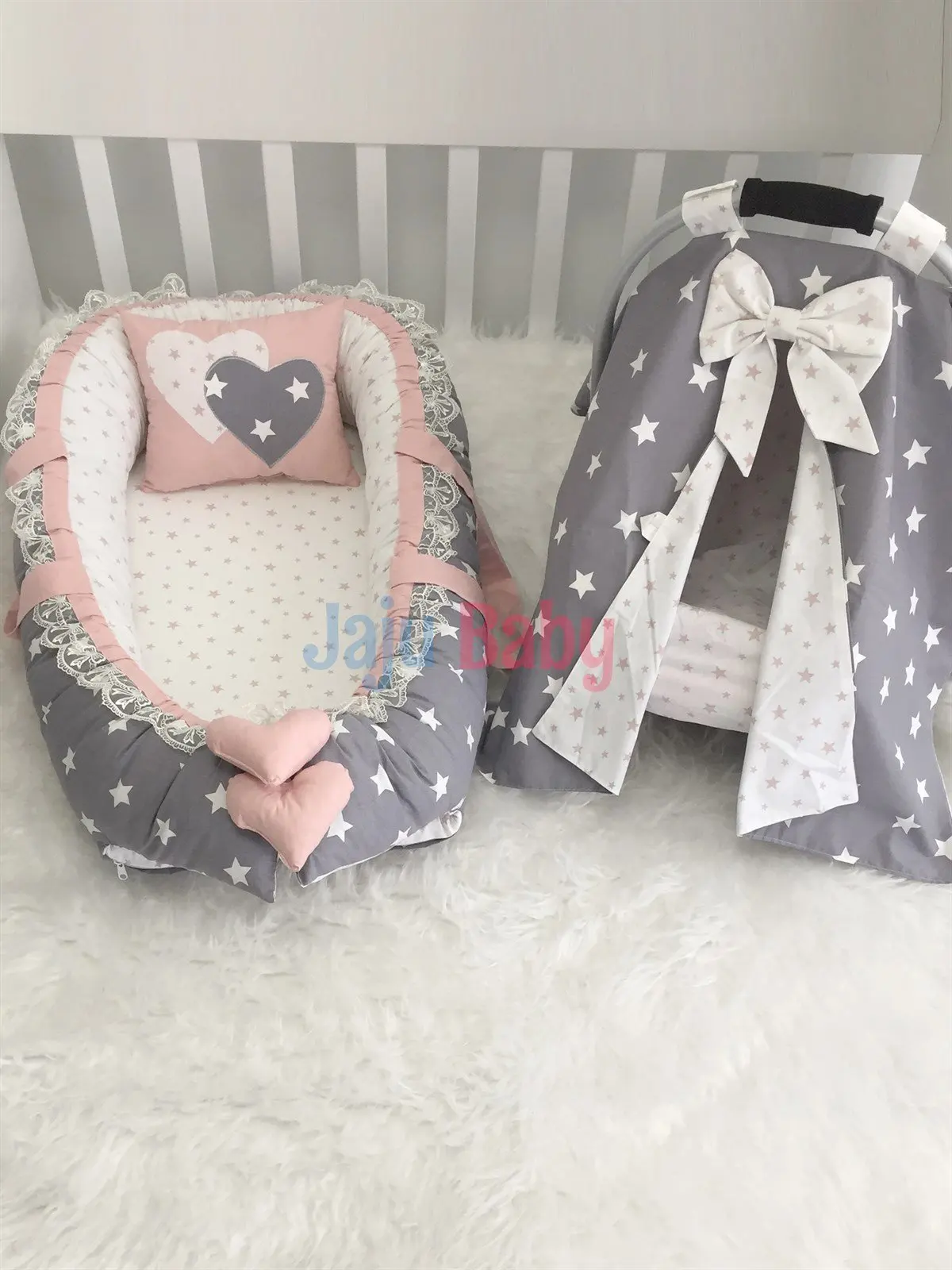 Handmade Babynest and Stroller Cover Set Luxury Baby Nest