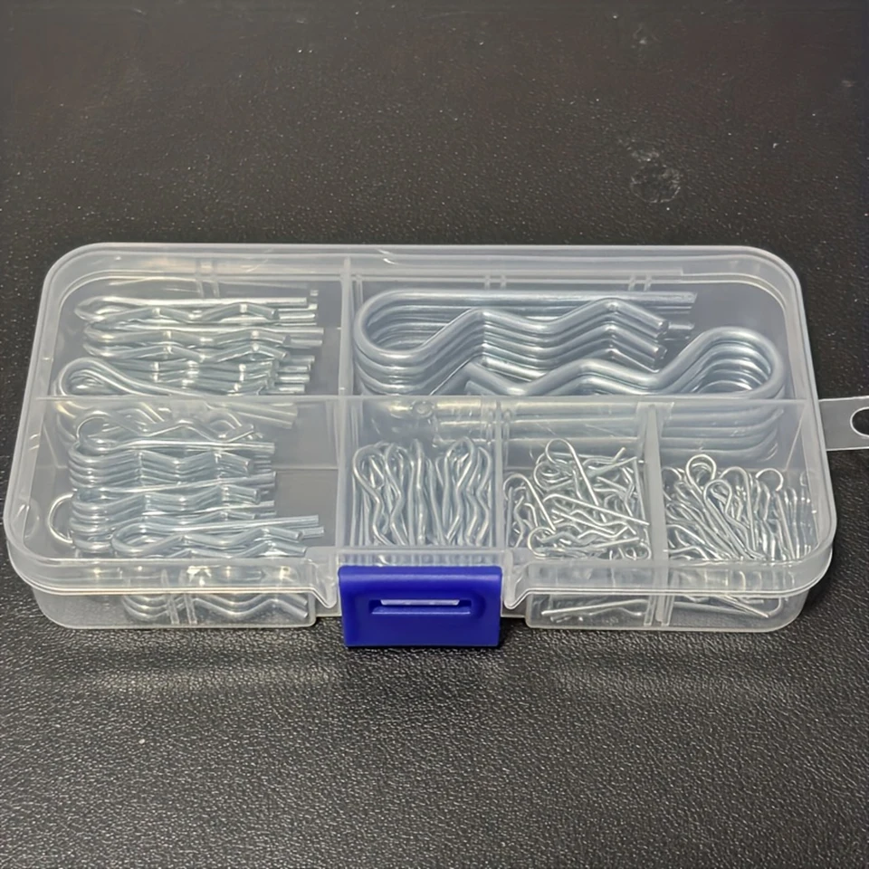 100pcs Zinc Plated R Cotter Pin Assortment Kit Hairpin Hitch Clip Fastener Spring Retaining Pins for Tractor Trailer Mower DIY