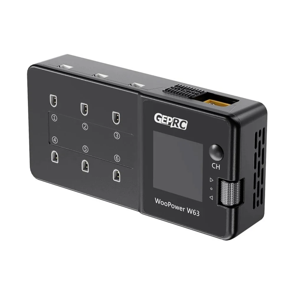 GEPRC WooPower W63 78W 3A * 6 6 منافذ 1S شاحن بطارية ليبو مفرغ مع وظيفة التخزين 1.54 بوصة IPS عرض دعم يبو/