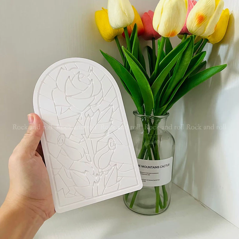 Silicone Mold Rose Decorative Panel Making Aroma Plaster Epoxy Resin Painted Flower Mould Home Aesthetic Design