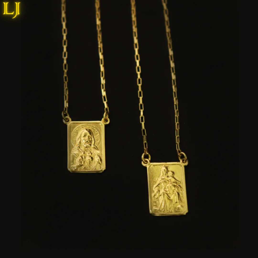 Men's Scapular Sacred Heart of Jesus Made of Ancient Coin with Eternal Guarantee in Scapular Color Male and Female