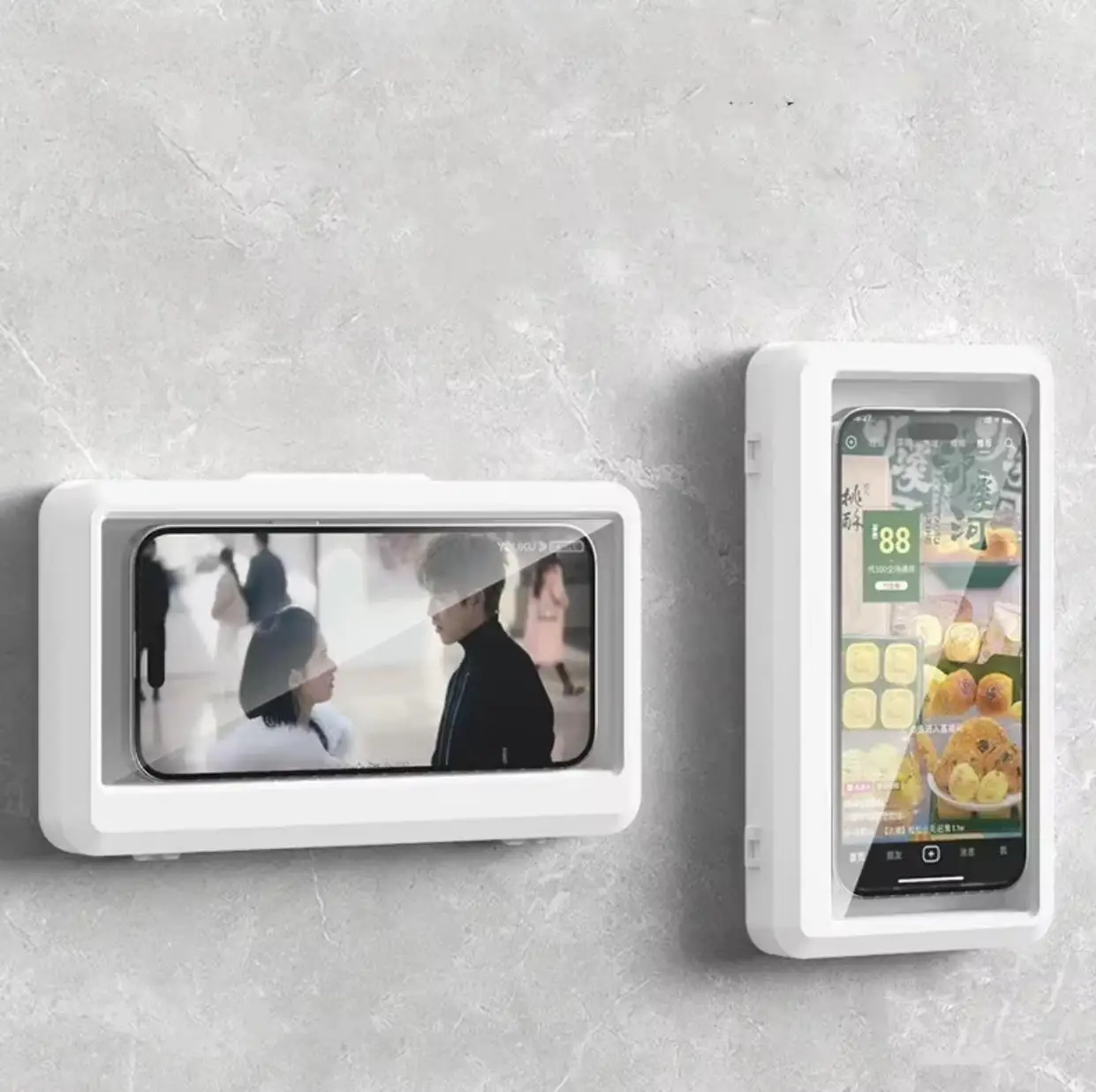 Waterproof Bathroom Wall-mounted Mobile Phone Box Protective Cover Touch Screen Mobile Phone Holder Kitchen Sealed Storage Rack