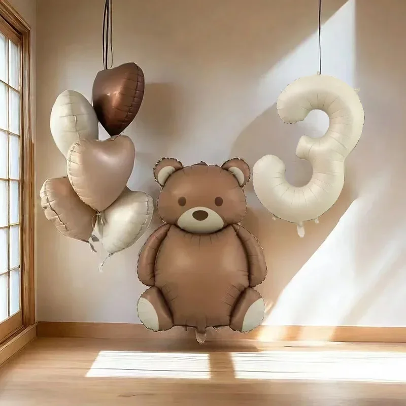 Ballons en aluminium avec chiffres crème, 8 pièces, décorations de fête de 3e anniversaire, pour enfants, filles et garçons, bébés de 1, 2, 3, 4, 5, 6, 7, 8, 9, fournitures