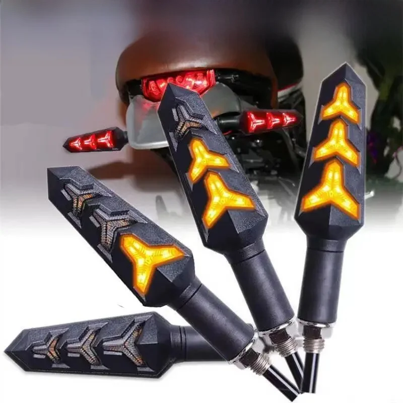 Clignotant de moto LED lumières eau qui coule séquentielle moto Flash indicateur lampe 10mm double couleur LED clignotant