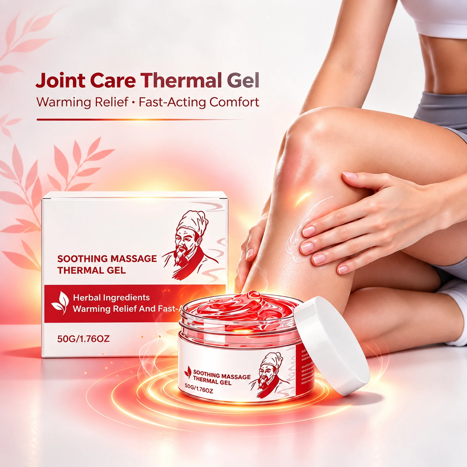 Herbal Warming Massage Gel Soothes Discomfort Relieves Tension Fast Absorbing Lightweight Non Greasy Supports Flexibility Muscle Body Joint Care