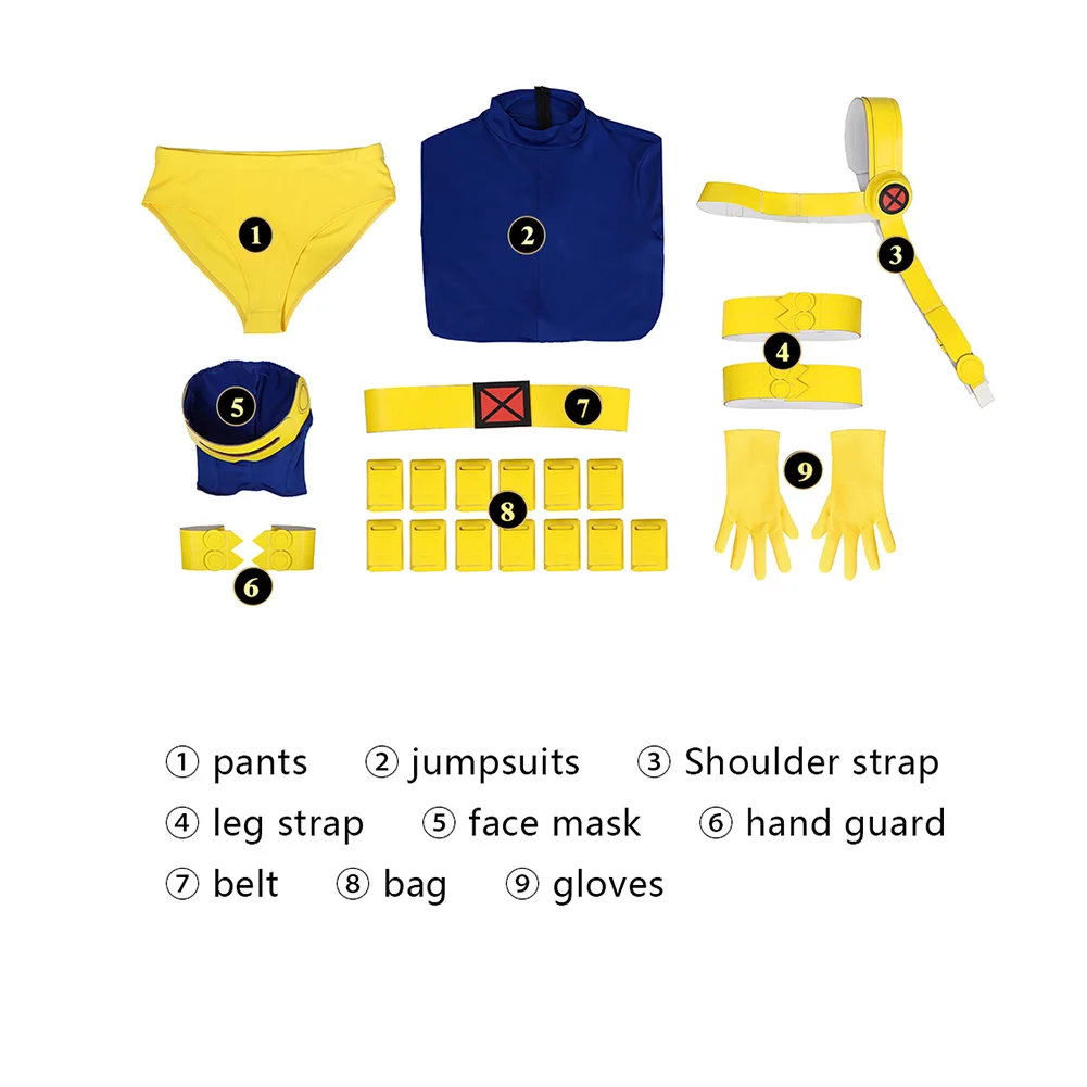 Scott Summers Cosplay CostumeMen Jumpsuit Fantasia Boots Disguise Halloween Carnival Fantasy Clothes