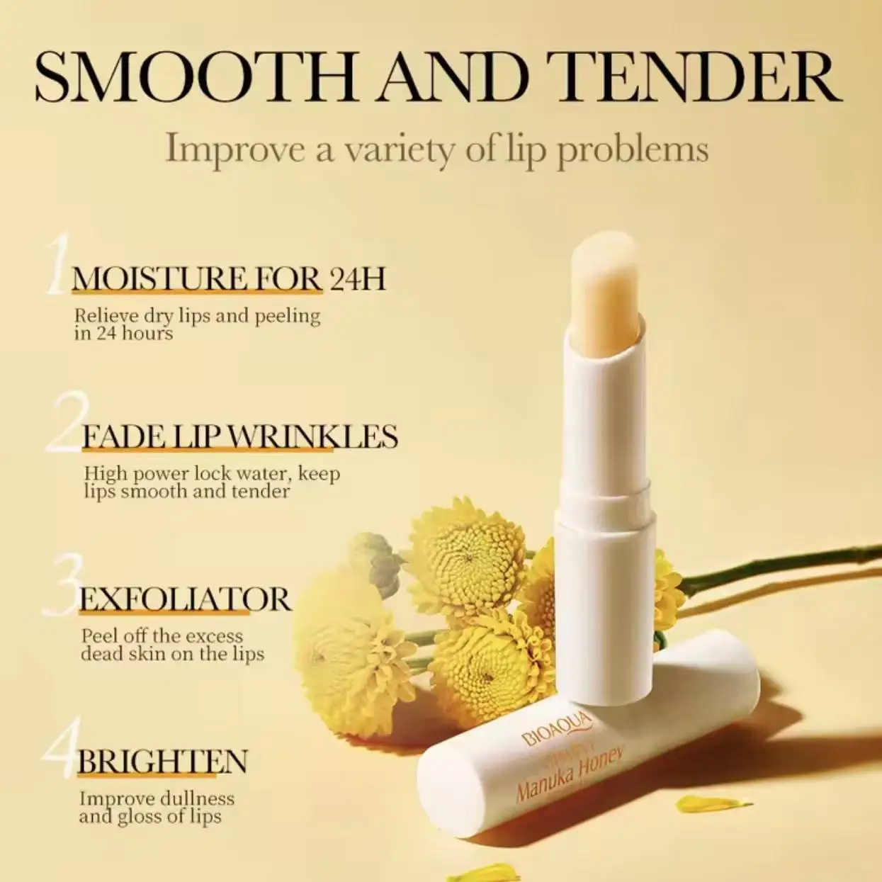 Bálsamo labial de miel con vitamina E, hidratante de larga duración, antigrietas, lápiz labial nutritivo, suavizante de líneas de labios, maquillaje, producto para el cuidado de los labios