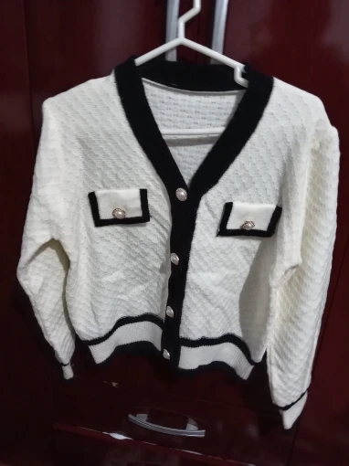 Women's Korean Fashion New Korean Loose Long-sleeved Knit Sweater Cardigans Outwear Coat photo review