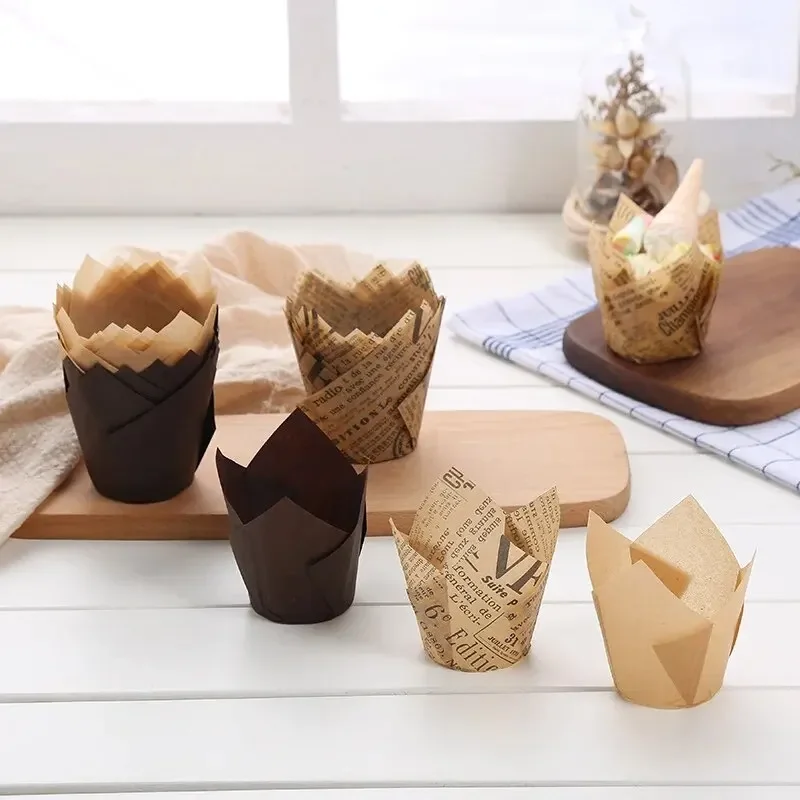 50 SZTUK Tulipanowy papierowy kubek do pieczenia Płomień Kubek do pieczenia domowego Kubek do pieczenia chleba Papierowy jednorazowy papierowy kubek do pieczenia — zdjęcie 2