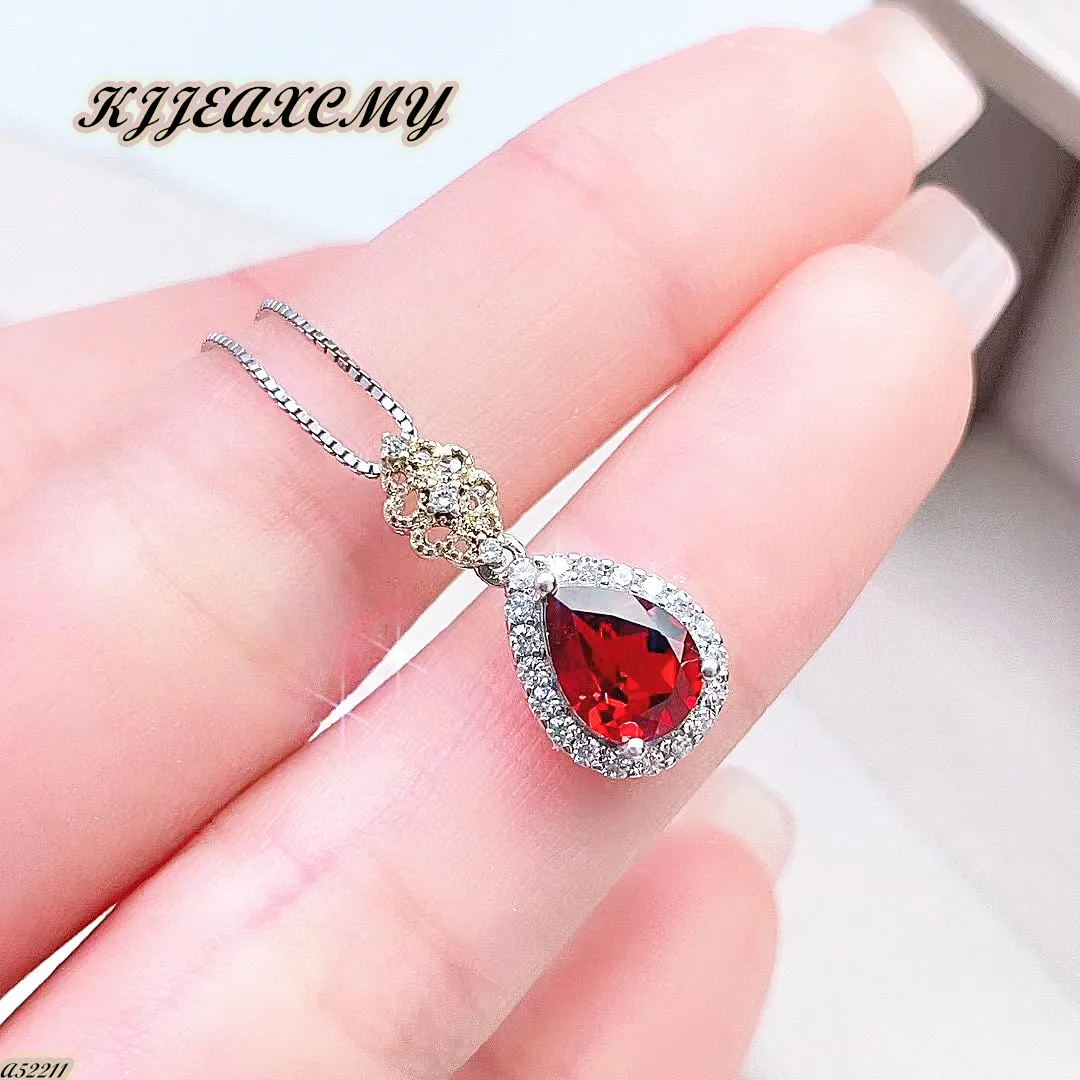 

Boutique Jewelry 925 Sterling Silver Natural Gem Garnet Women's Pendant Necklace Girl Party Gift Birthday New Year Valentine's