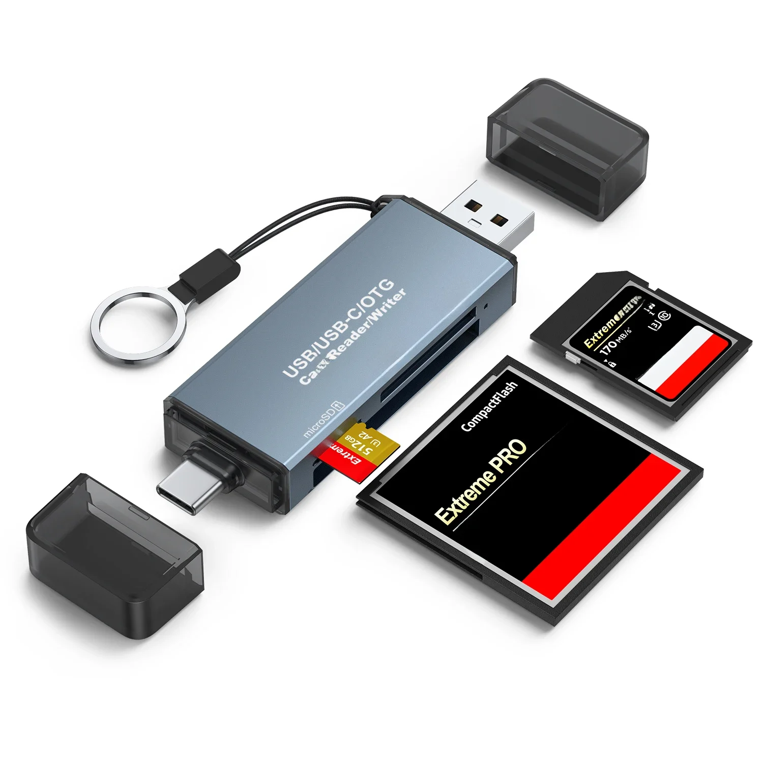 Czytnik kart CF 3 w 1 Karta pamięci SD MicroSD Aparat SLR TypeC Dwufunkcyjny dysk OTG 6w1 U Transmisja i rozszerzenie dysku twardego — zdjęcie 2