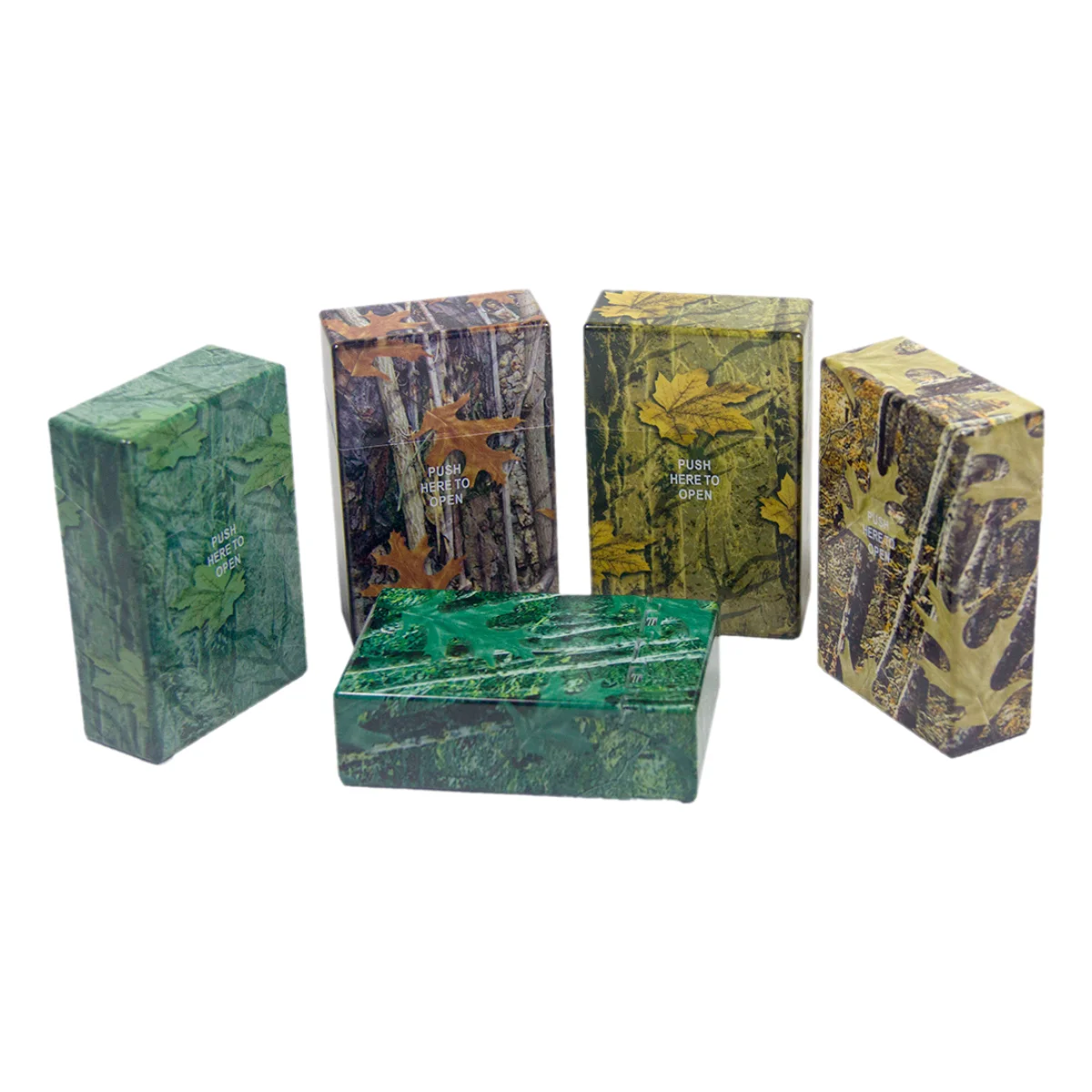 

3 Pack King Size Push-to-Open Colorful Plastic Cigarette Case Camouflage Design