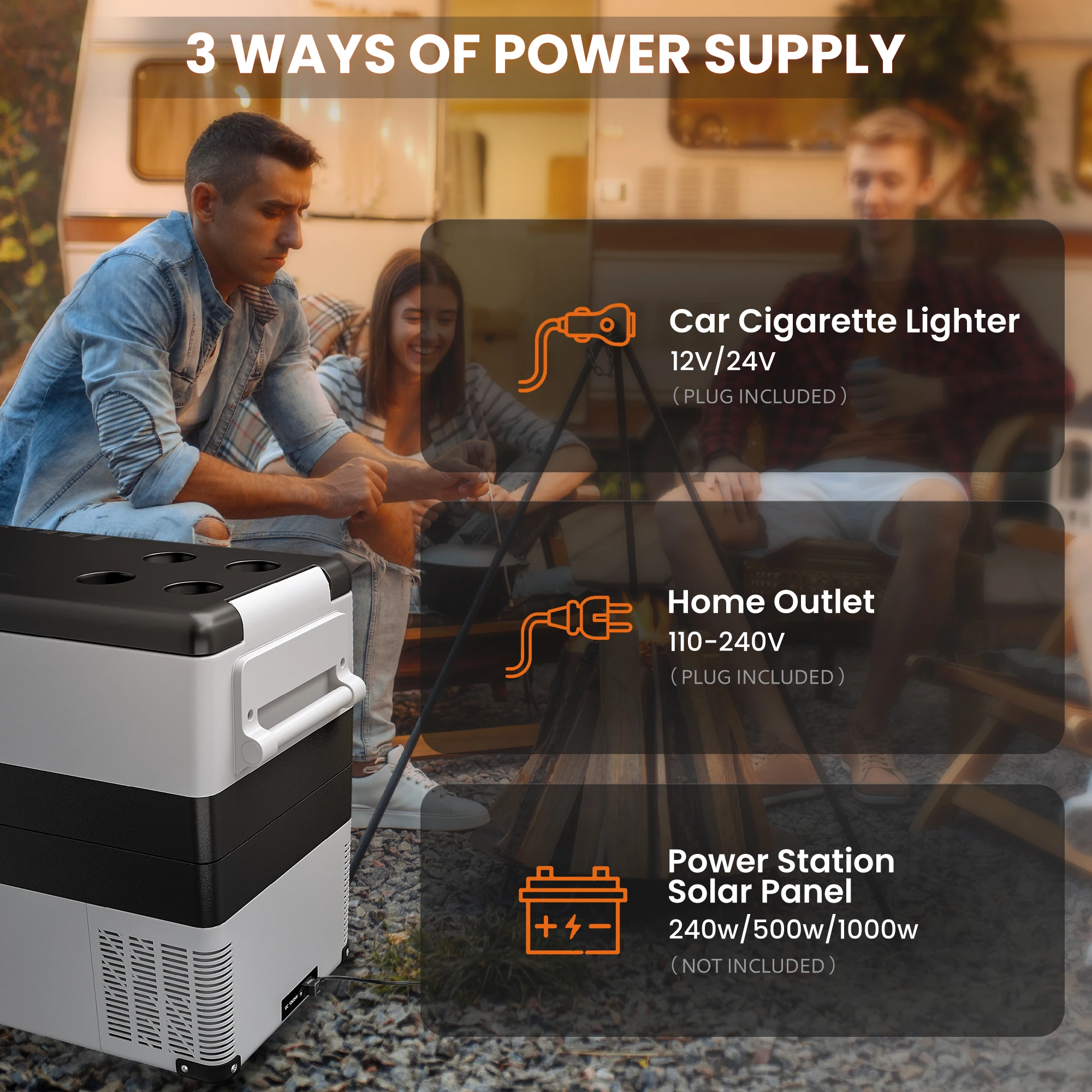 SIMZLIFE 55L Car Refrigerator 12/24V DC Fridge Freezer Dual Zone Portable Compressor Cooler for Camping Travel Truck