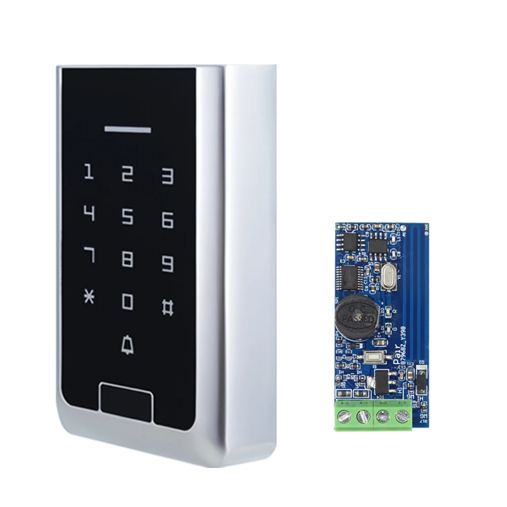 IP66 Waterproof RFID Wiegand 26 34 Wireless Slave Card Reader Keypad with Receiver Module 433MHz Built in Battery and Doorbell