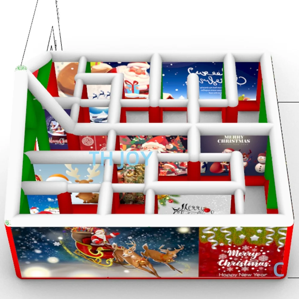 Giochi di labirinto gonfiabili di Natale del castello Giochi di puzzle di labirinto gonfiabili con stampa completa in vendita