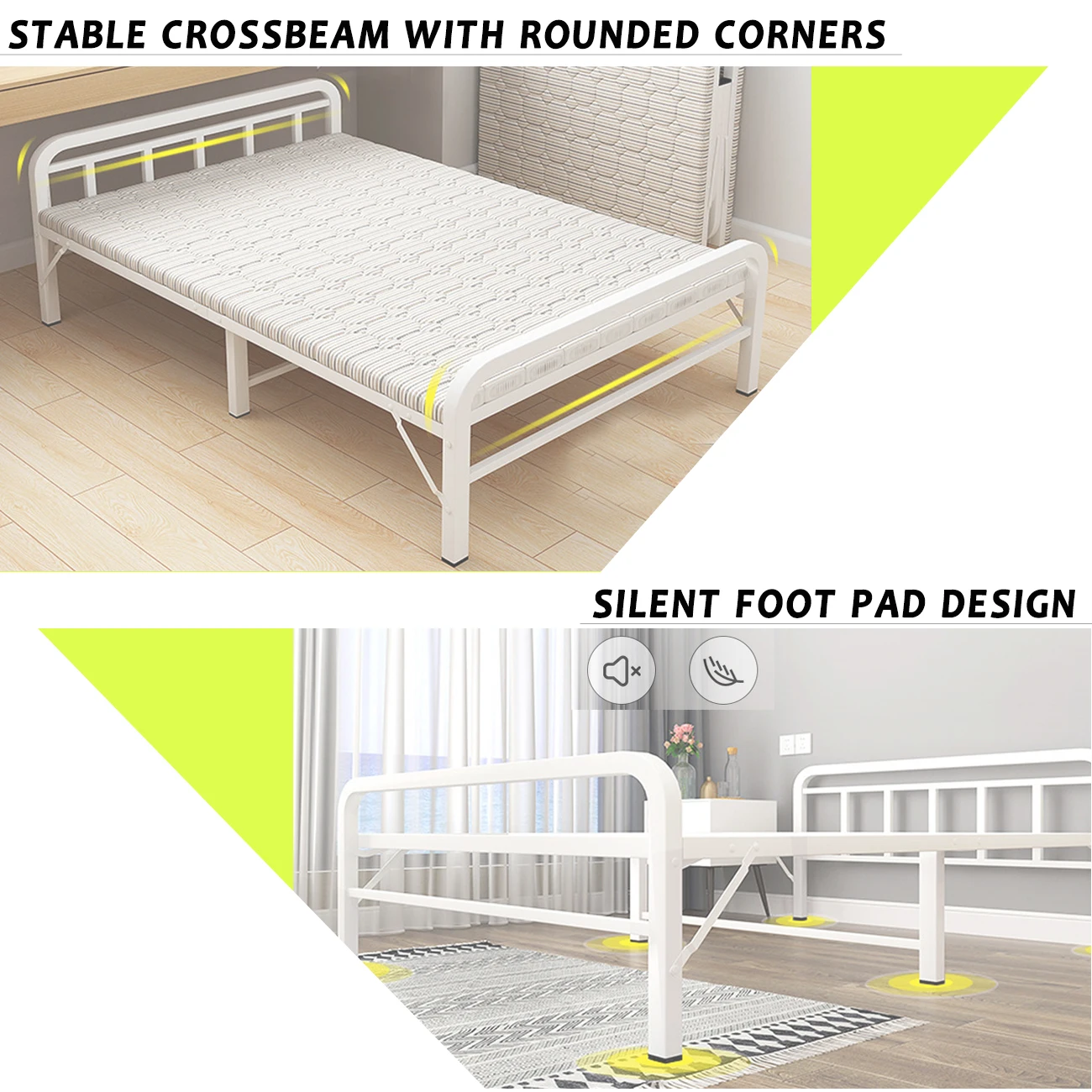 Folding Bed with Mattress, Portable Foldable Bed for Spare Bedroom, Office, Outdoor, No Assembly Required Bed 188 X 90 X 45cm