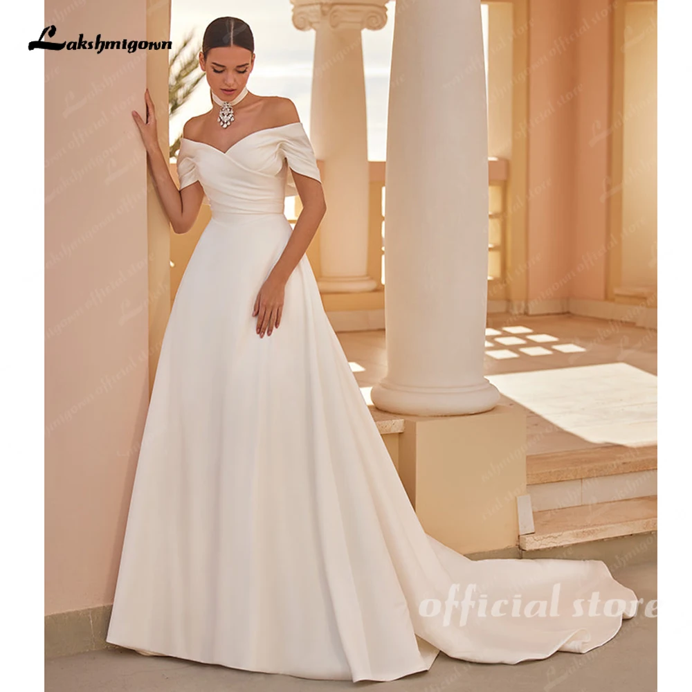 

Lakshmigown Элегантное свадебное платье с открытыми плечами 2026 Свадебное платье трапециевидной формы с открытой спиной и v-образным вырезом Vestidos De Novia по индивидуальному заказу