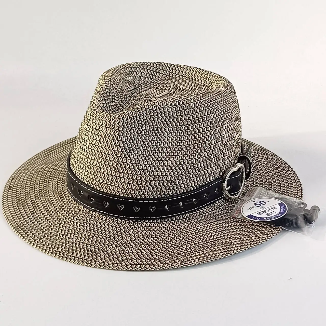UPF50+ UV-protective straw felt hat women'ssummerwide-brimmedPanama hatwith heart-shaped bucklebreathablesun hat sombrero hombre