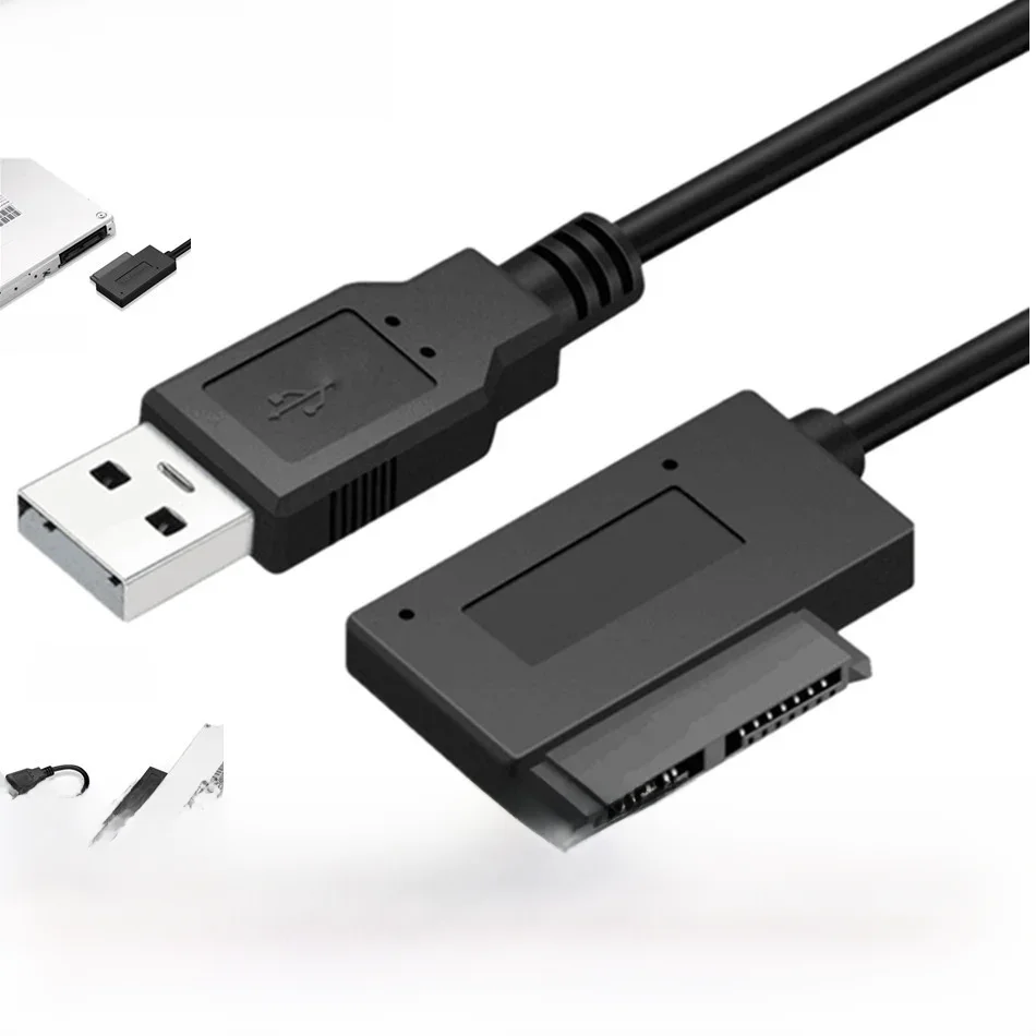 WvvMvv USB 2.0 vers Mini Sata II 7 + 6 13 broches adaptateur câble de convertisseur pour ordinateur portable CD/DVD ROM convertisseur de lecteur mince HDD Caddy