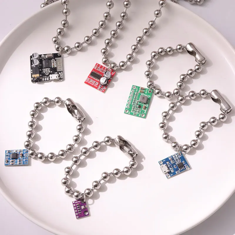 Cyberpunk Circuit Board Pendant Metal Ball Trend Punk Y2K Necklace for Women Men Unisex Couple Sweater Chain HUANZHI 2022 NEW