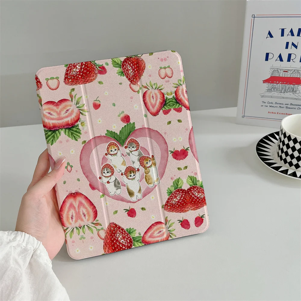 New Strawberry Cute for Multiple Cats Suitable for iPad A16 2024 11 inch 2025 Air 5/4 10.9 inch iPad 10 9.7 10.2/10.5 Mini 6/5 w