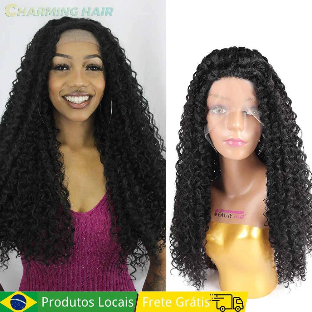 Percuca Lace Wig Cacheada Cabelo Fibra Bio de Alta Qualidade Encaracolado Afro “VENUS”-MODA 70cm 280g + Brinde Touca Wig Cap