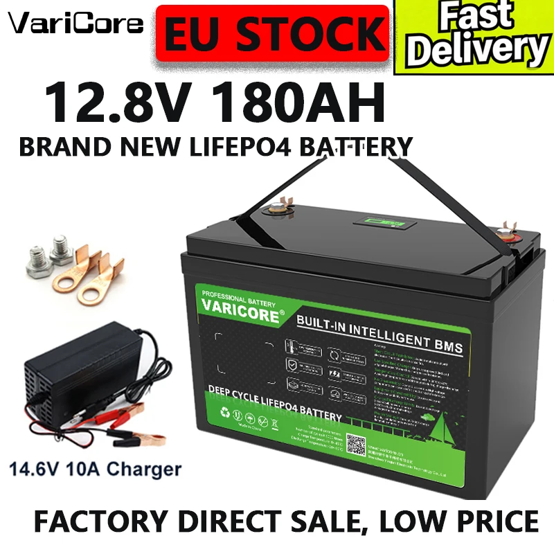 Batterie VariCore 12V 180Ah LiFePO4 - Stockage d'énergie haute capacité pour camping-car, moto, camping et activités de plein air