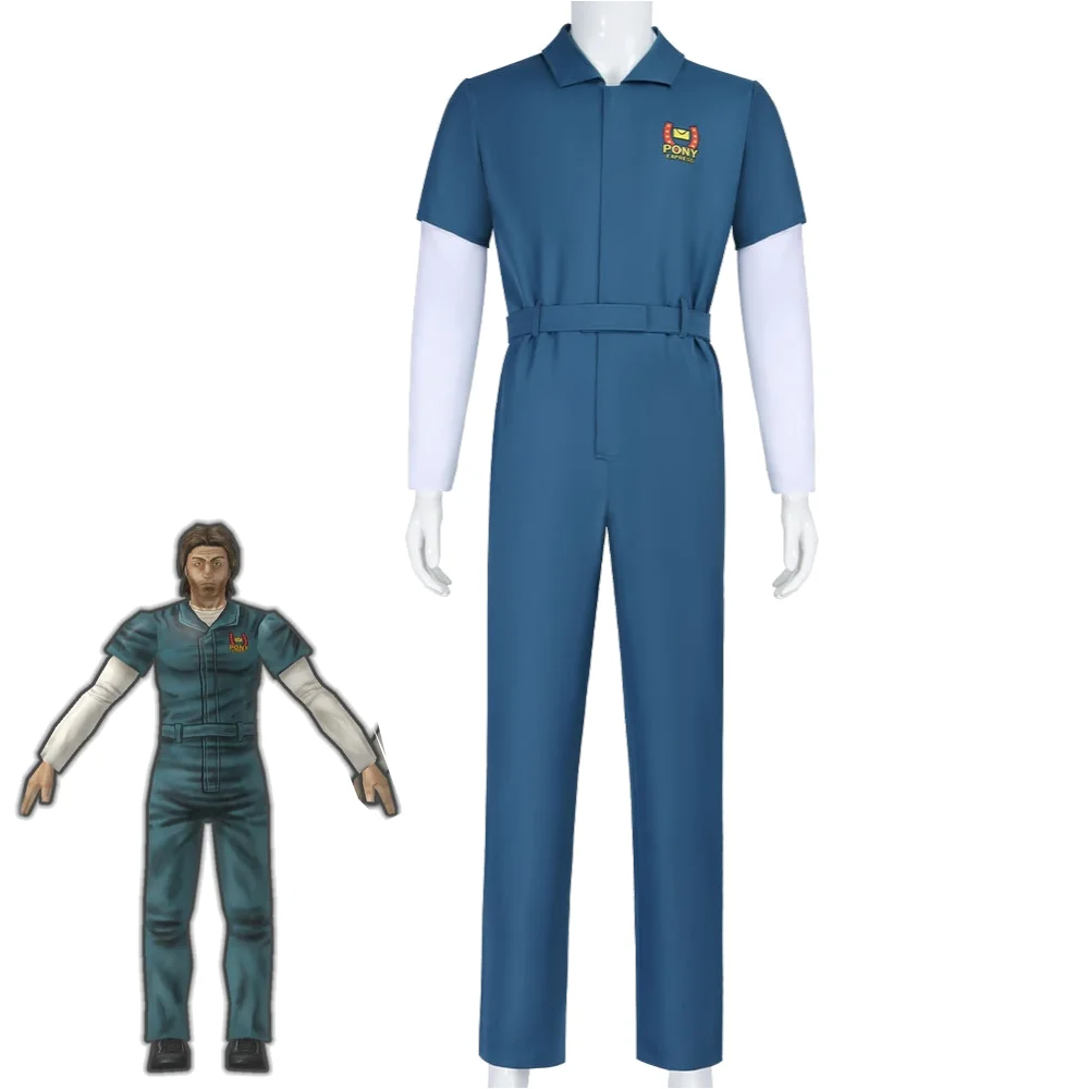 

Mouthwashing Jimmy Cosplay Costume Male Retro Sci-Fi Crew Uniform Blue Jumpsuit Short Sleeve PONY Express Outfit