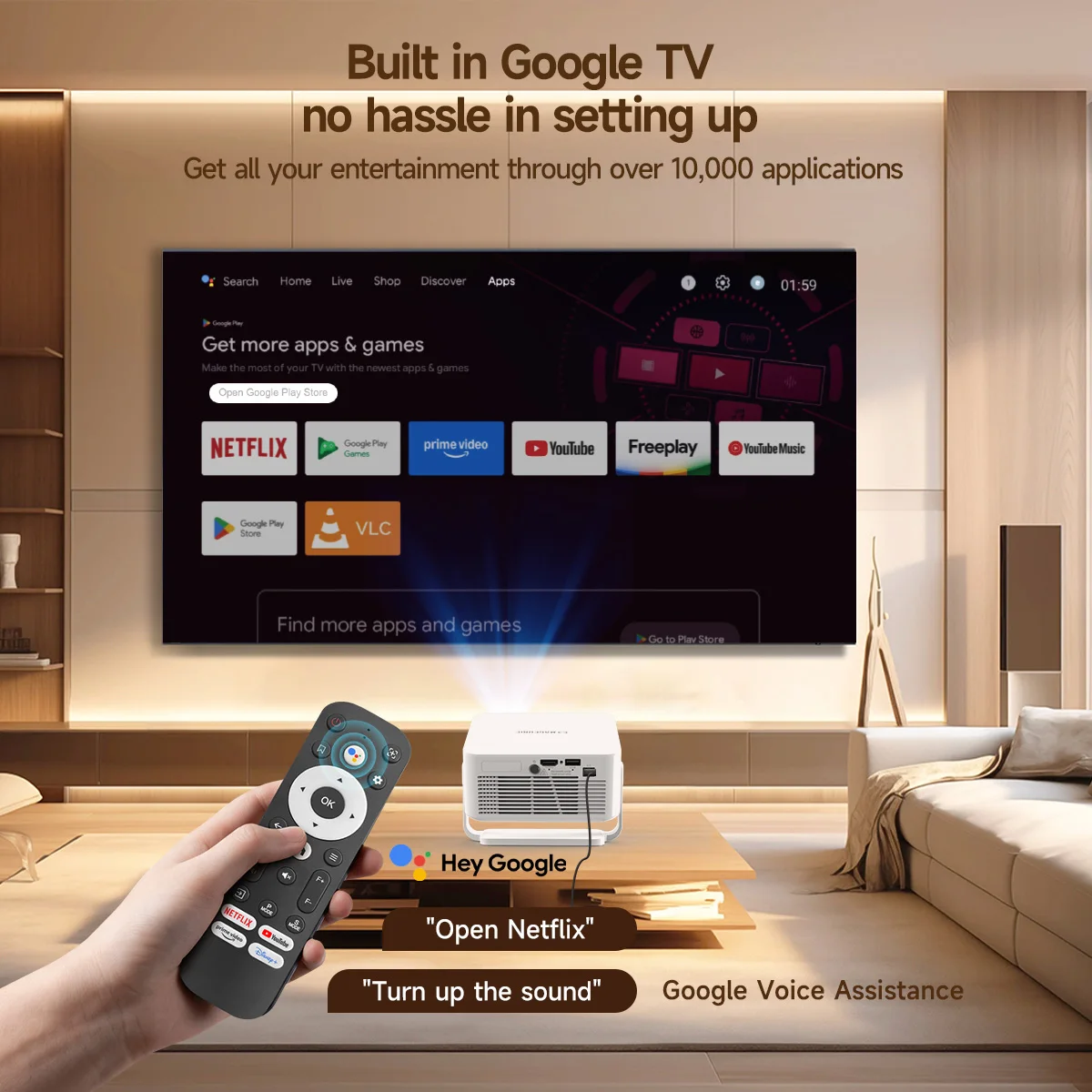 โปรเจคเตอร์ Magcubic HY300MAX GTV HD ระบบแอนดรอยด์ 14 ความสว่าง 400 ANSI ลูเมนส์ ความละเอียด 2K สำหรับโฮมเธียเตอร์ รองรับไวไฟคู่ สมาร์ทบีมเมอร์ โฟกัสอัตโนมัติ ควบคุมด้วยเสียงผ่าน Google