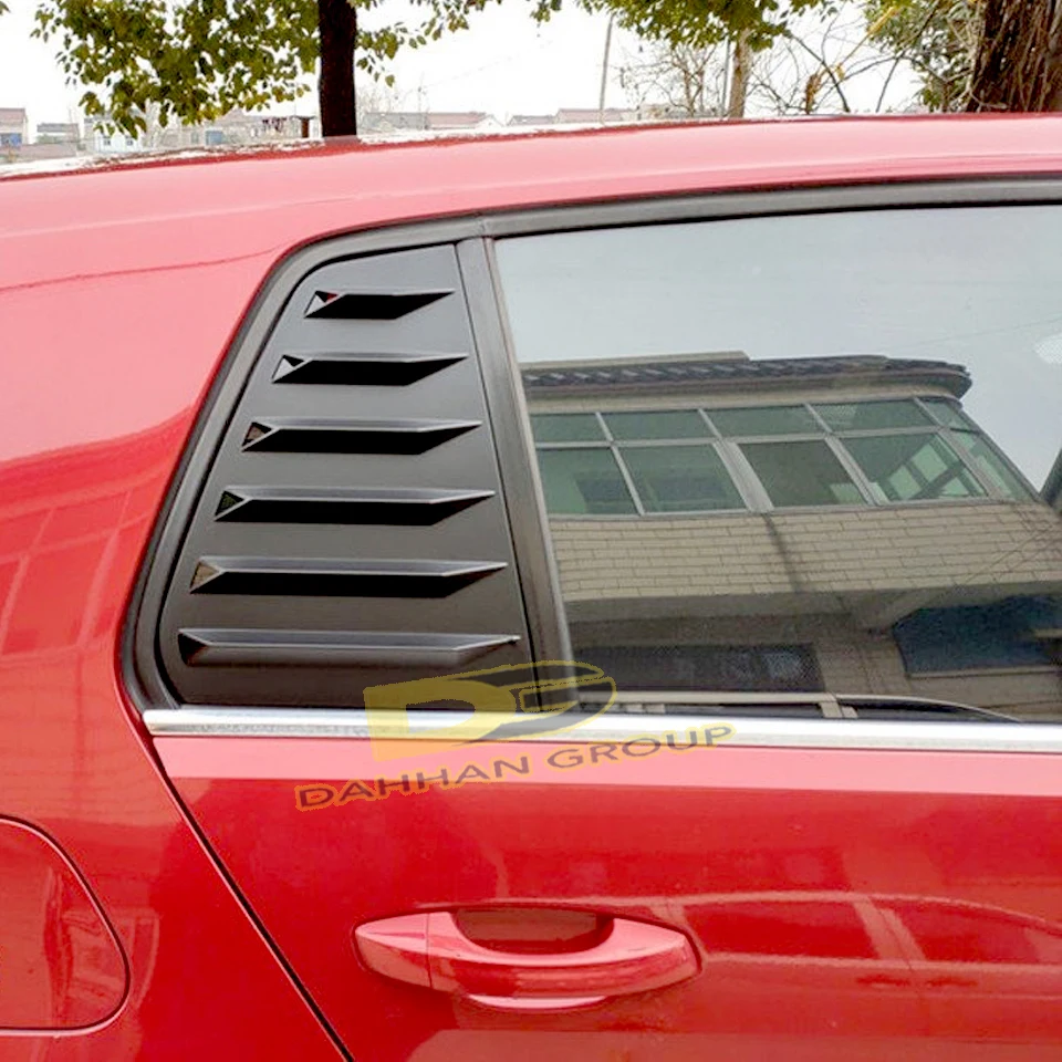 V.W Golf MK7 2012 - 2020 Rear Window Louver Cover Visor Side Vents Left and Right With Logo Matte Black High Quality ABS