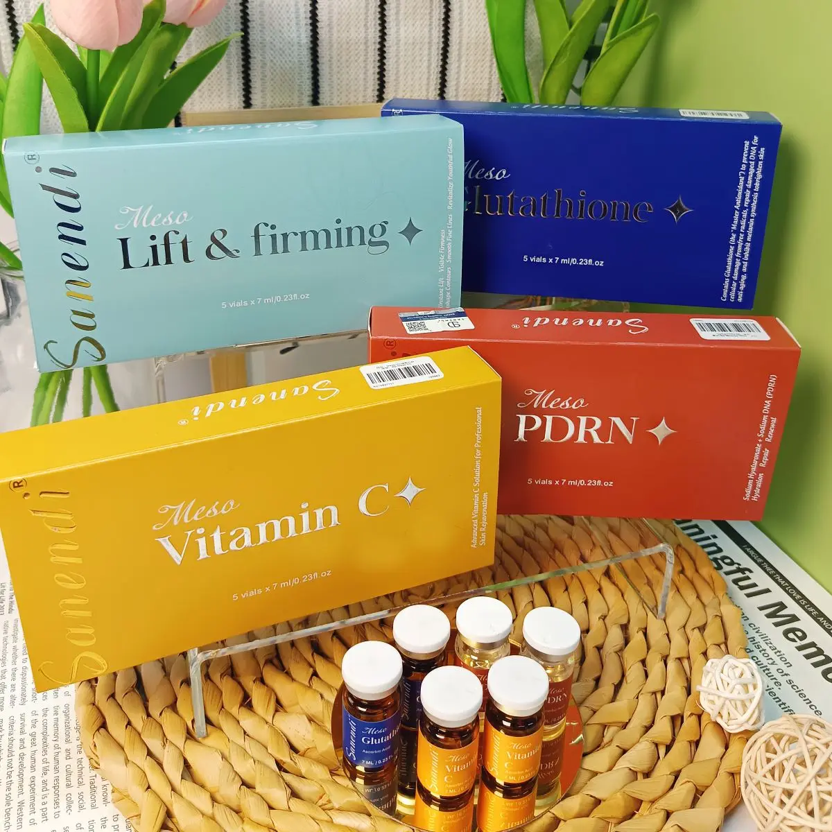 كوريا الجنوبية Sanendi العناية بالبشرة فيتامين C GSH السلمون DNA الجلد ترطيب عميق إصلاح أمبولة الوجه جوهر مجموعة قوارير 5x7 مللي