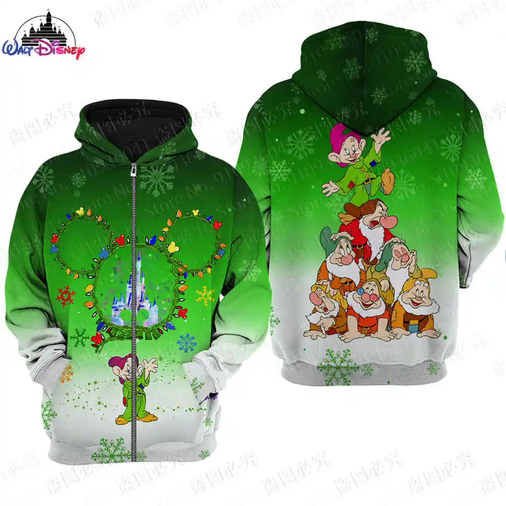 Seven Dwarfs cartoon Disney men women 3D Print High quality Fleece Zipper/ Hoodies parent-child Pullover Tops