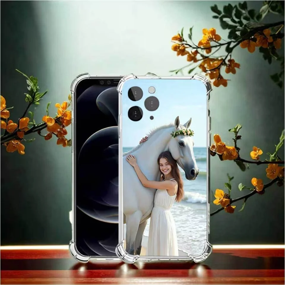 Funda transparente a prueba de golpes para iPhone 11 12 13 14 15 16 17 18 Pro XS Max 8 7 Plus Mini XR Air 16e 17e, personalizable con fotos de mascotas 5