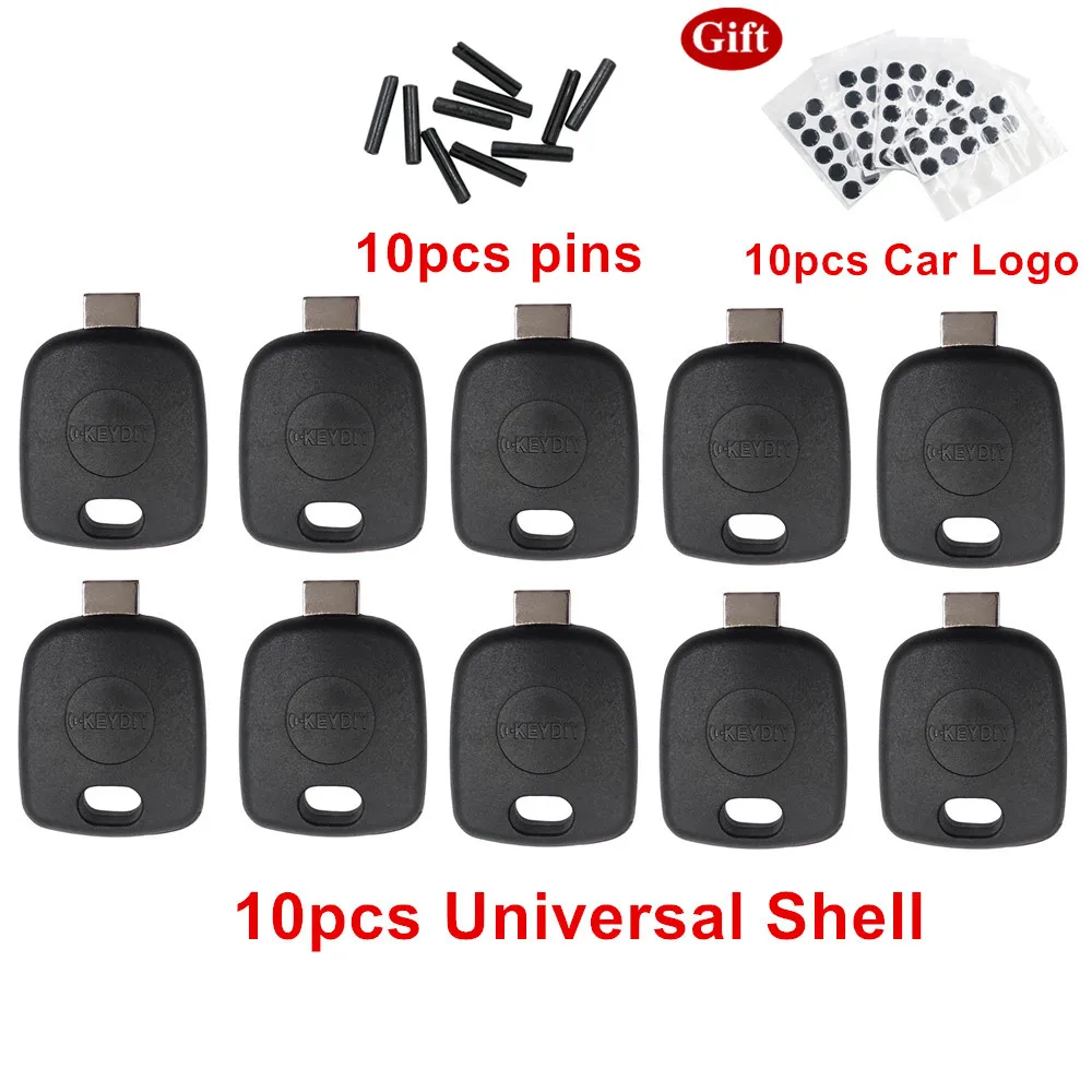 

10pcs KEYDIY Universal Car Key Casing Transponder Car Key Shell Case KD/VVDI Blades Head with Chip Holder