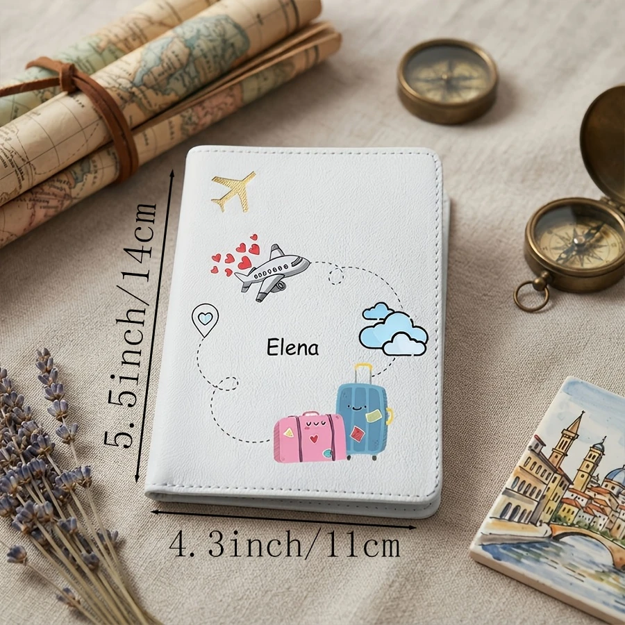 Custom Cartoon Travel Name Passport Holder Lightweight Open ID Case Gift for Travelers Business Vacation Trips