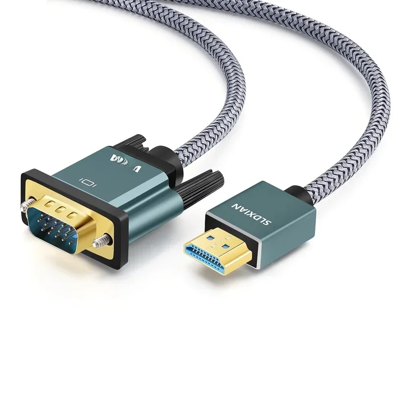 Kabel SHULIANCABLE HDMI do VGA, obudowa ze stopu aluminium, nylonowa osłona w oplocie, pozłacany, kompatybilny z komputerami, laptopami, projektorami — zdjęcie produktu 7