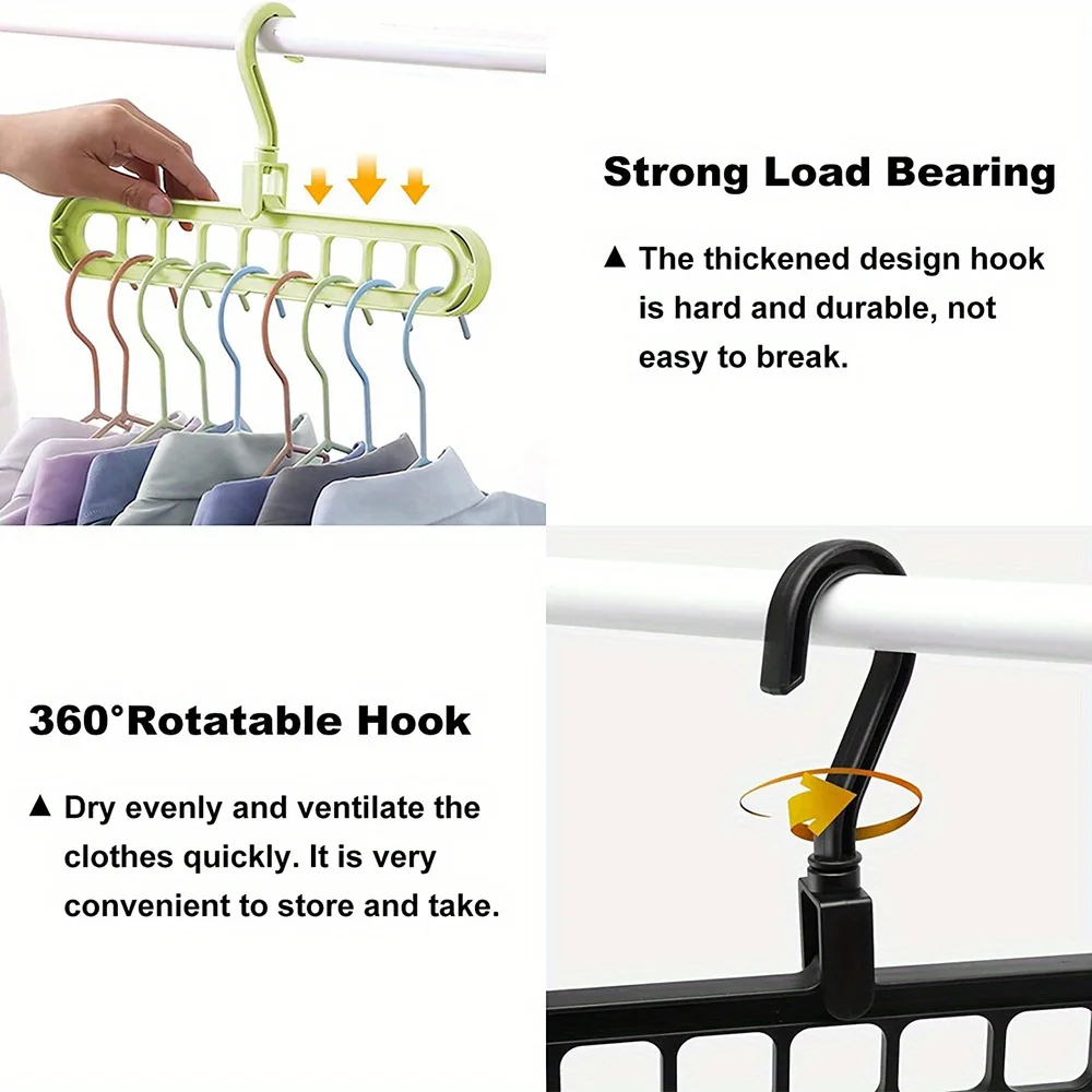 9-hole hanger 360° rotating folding hanger space-saving storage rack clothes and pants storage durable home dormitory