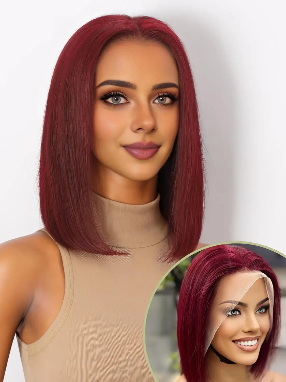 

99j Burgundy short Bob Wig Human Hair 4x4 13×4 Straight Lace Front Wigs Human Hair 180% Density Bob Human Hair Wigs For Women
