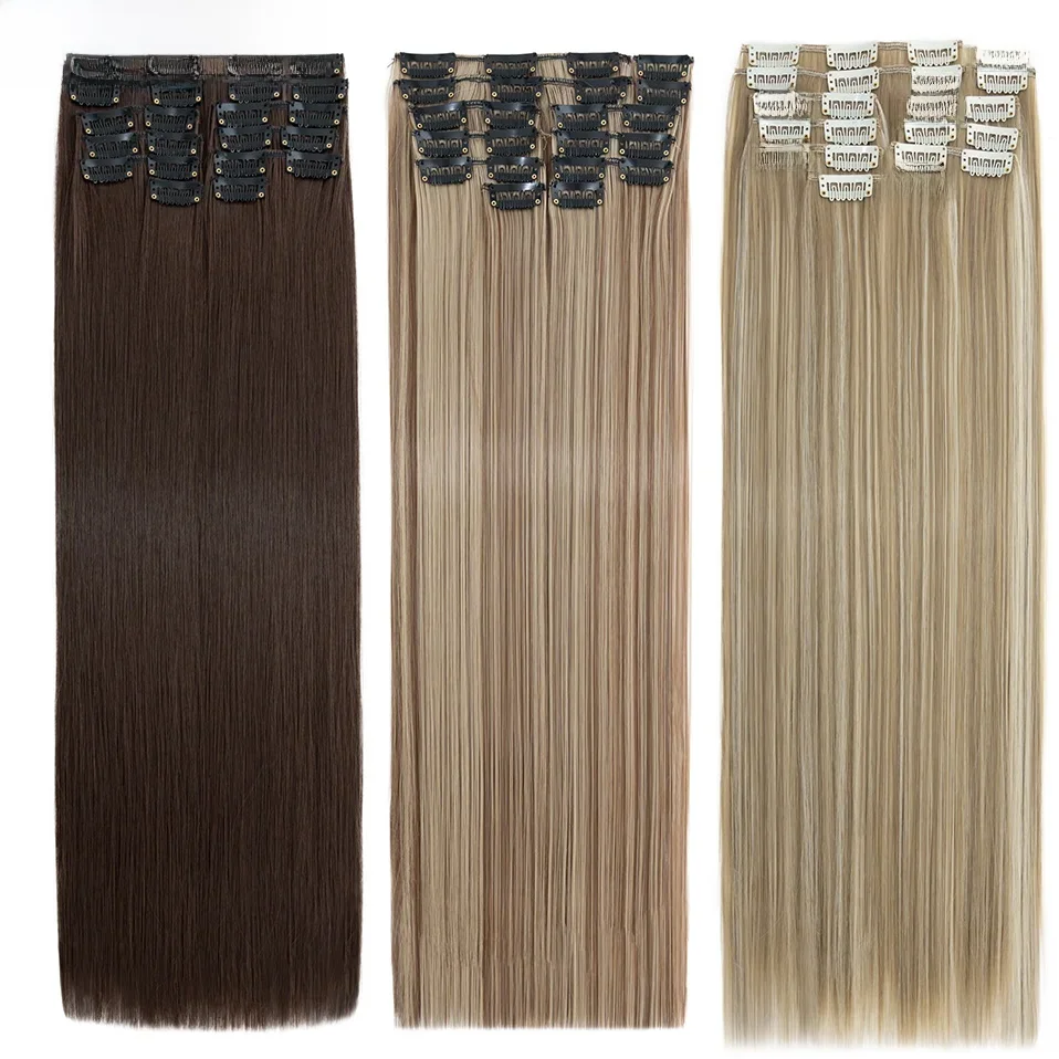 BENEHAIR 180g proste doczepiane włosy doczepiane 22 "12 szt. doczepiane włosy dla kobiet na całą głowę żaroodporna syntetyczna treska — zdjęcie 2