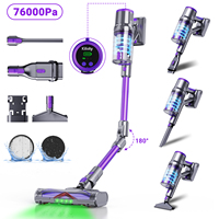 Thread-free vacuum cleaner, 76,000 Pa/700 W, smart touch screen, 65 min battery life, battery removable, purple